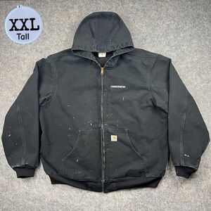 Vintage Distressed Black Carhartt Canvas Embroidered Jacket J131 BLK